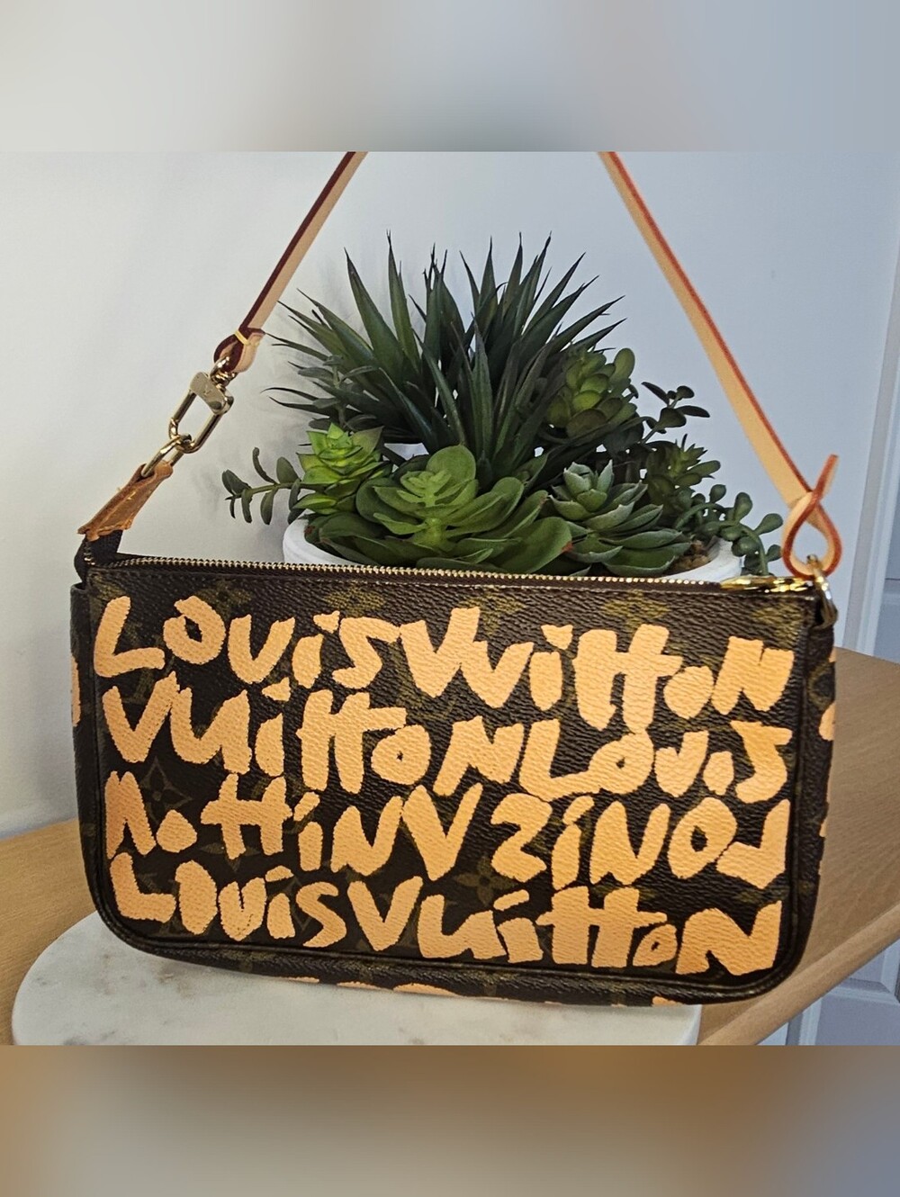 Louis Vuitton Limited Edition Graffitti and LV Monogram Canvas Pouchette in 🧡